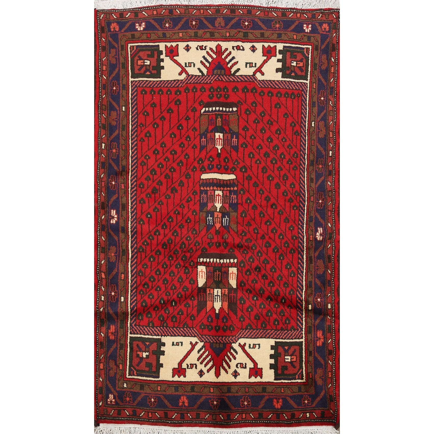 Geometric Tribal Hamedan Persian Area Rug Wool Handmade Foyer Carpet. 32 X 410