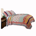 Geometric And Floral Print King Size Quilt Set With 2 Shams Multicolor