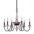 Georgetown Gray Wood And Bronze Farmhouse 6 Light Chandelier 26 In W X 20.75 In H X 26 In D