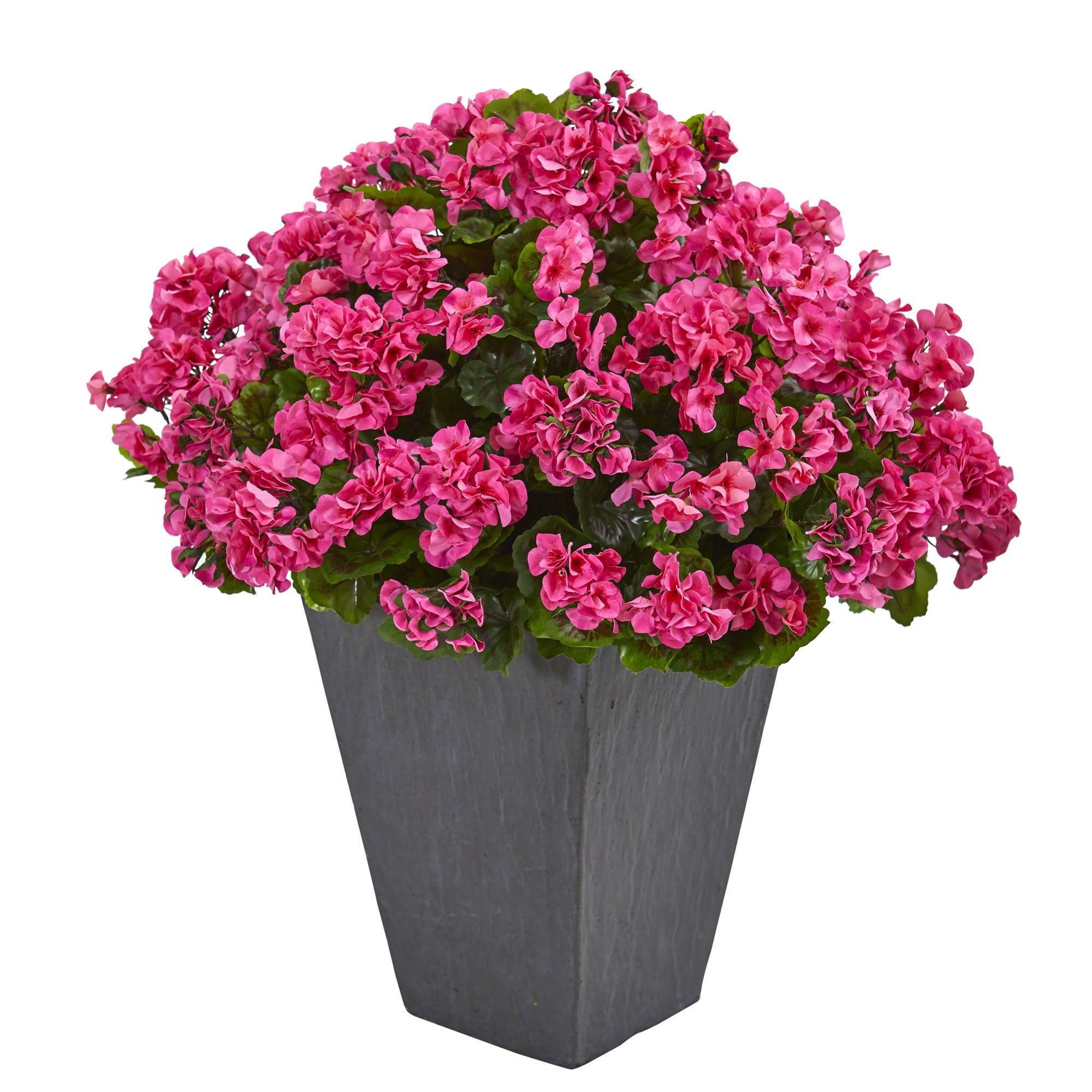 Geranium Artificial Plant In Slate Plater Uv Resistant Indoor Outdoor