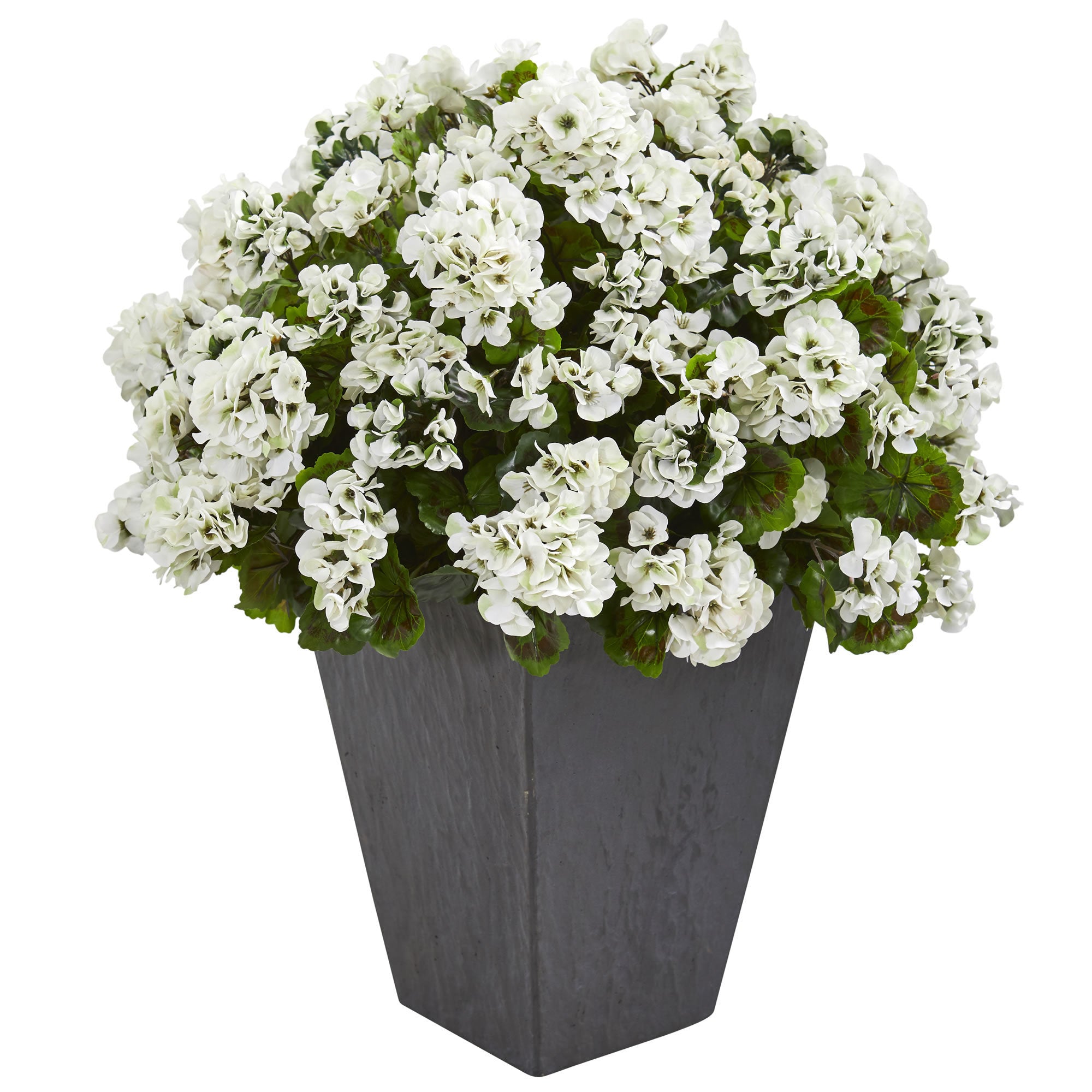 Geranium Artificial Plant In Slate Plater Uv Resistant Indoor Outdoor