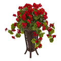 Geranium Artificial Plant In Stand Planter