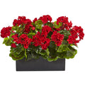 Nearly Natural Silk Artificial Indoor Outdoor Geranium In Rectangular Planter