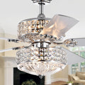 Germane Chrome Dual Lamp 52 Inch Lighted Ceiling Fan W Crystal Shades Includes Remote And Light Kit