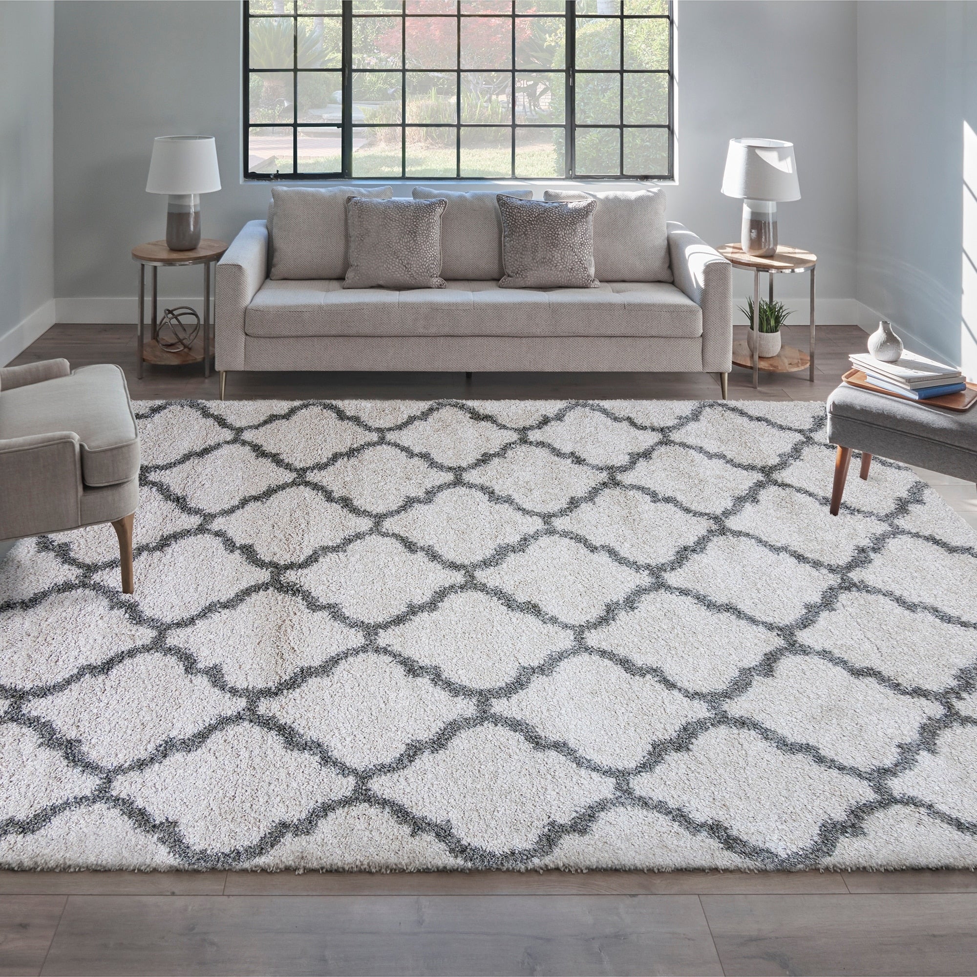 Copper Grove Leonding Ivory Tile Shag Rug 9 X 13