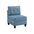 Gey Modular Storage Accent Armless Chair Tufted Blue Upholstery