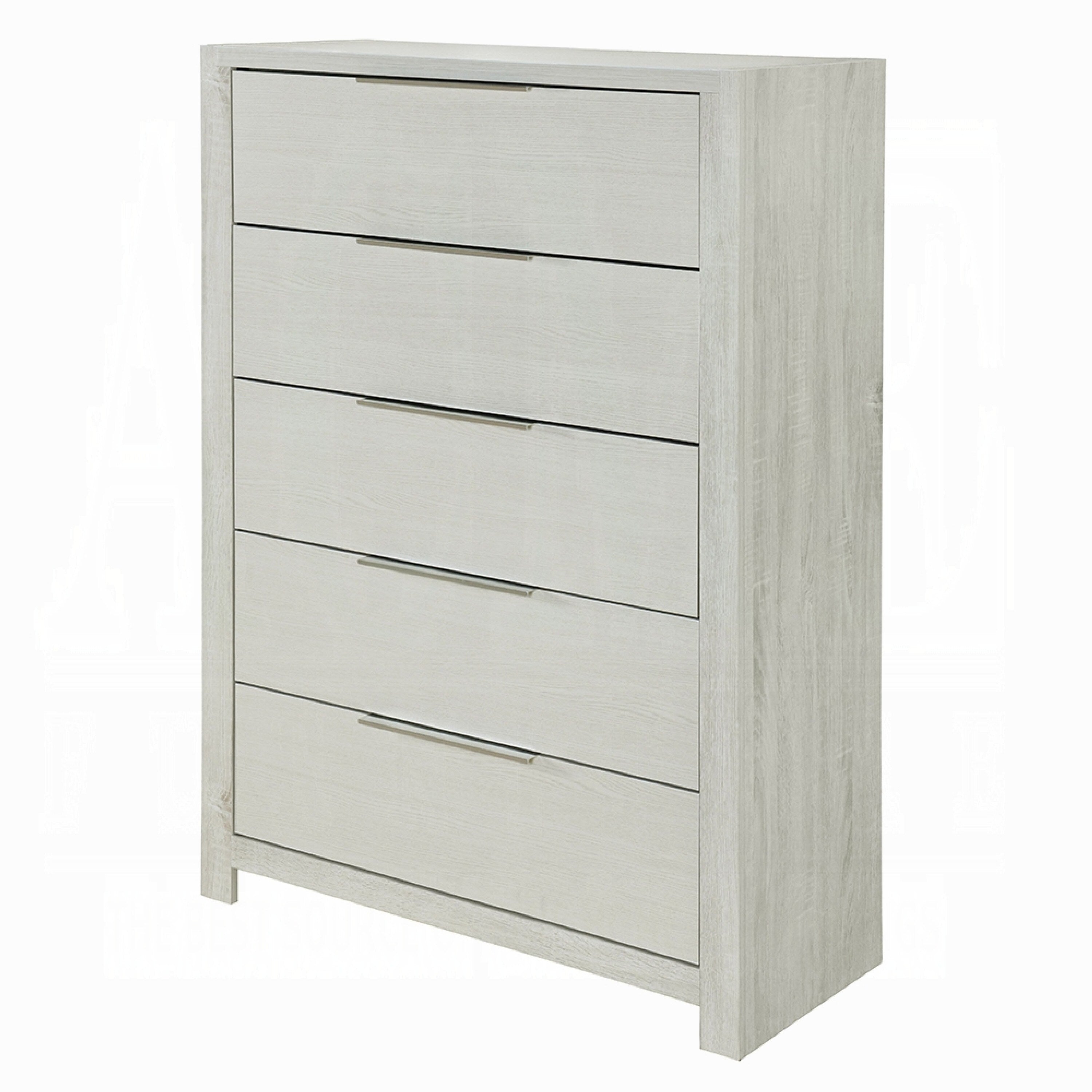Geya Tall Dresser Chest 5 Drawers With Chrome Metal Handles Light Gray