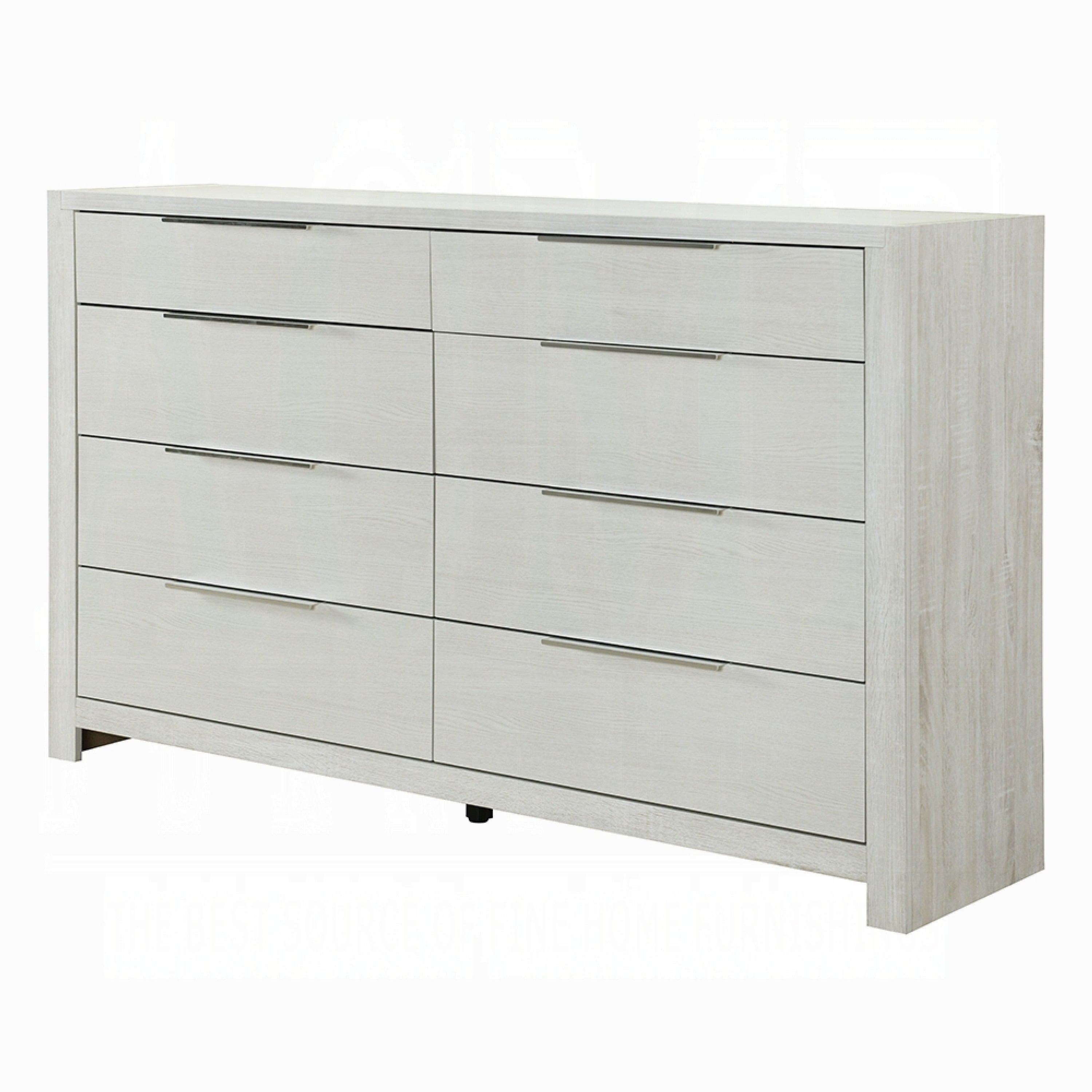 Geya Wide Dresser 8 Drawers With Chrome Metal Handles Light Gray