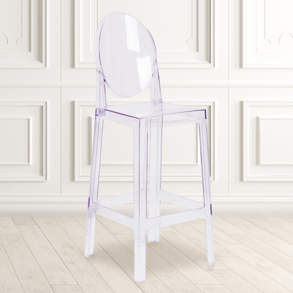 Barstool With Oval Back In Transparent Crystal Wedding Chairs 17 W X 20.5 D X 46.5 H