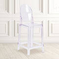 Ghost Counter Stool In Transparent Crystal With Oval Back