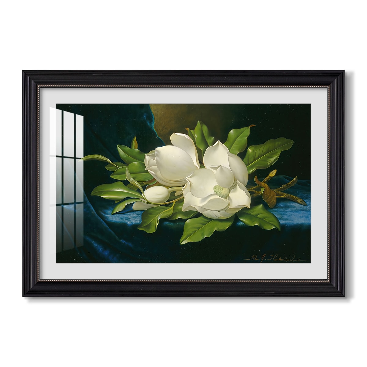 Giant Magnolias On A Blue C 1890 Martin Johnson Heade Custom Framed Print