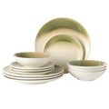 Gibson Elite Crescenton Plates And Bowls Sets 12 Piece Stoneware Dinnerware Sets Round Reactive Glaze Dish Set
