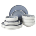 1. Gibson Elite Pacifico Beach 12 Piece Stoneware Dinnerware Set Plates Bowls