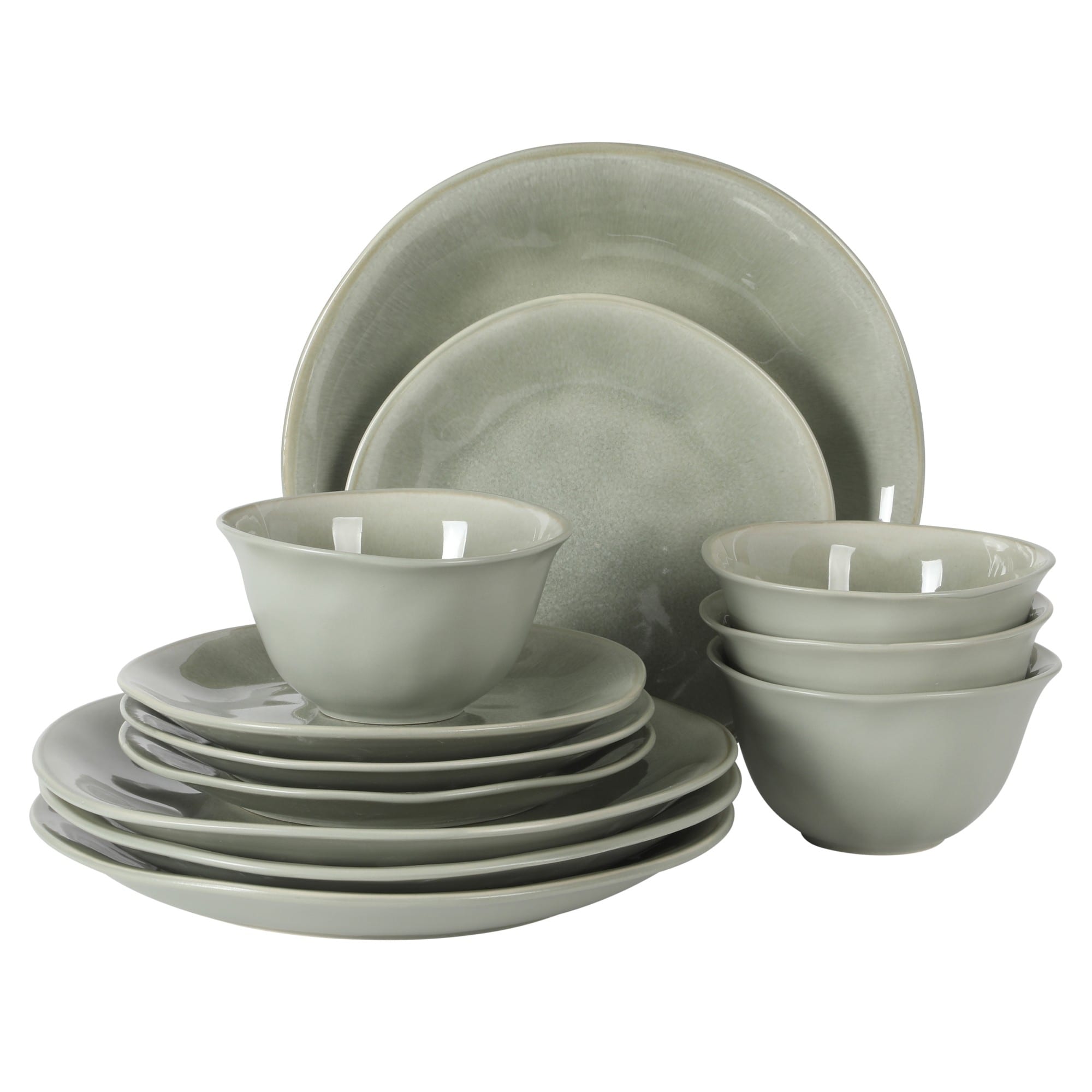 1. Gibson Elite Port Barton 12 Piece Stoneware Dinnerware Set Plates Bowls