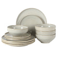 1. Gibson Elite White Sands 12 Piece Stoneware Dinnerware Set Plates Bowls Moonstone White