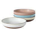 Gibson Elite William Crest 4 Piece Dinner Bowl Set 8.5 Round Stoneware Reactive Glaze Finish Large Soup Pasta Salad Bowls