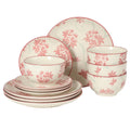 Gibson Home Admiral Hall 12 Piece Stoneware Durable Everyday Dinnerware Set Plates Bowls With Floral Pattern