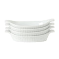 Gibson Home Gracious Dining Oval Au Gratin Baking Dishes 4 Piece Set 9Oz Or 15Oz Oven Safe Ceramic With Handles White