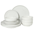Gibson Home Havenstone 12 Piece Porcelain Dinnerware Set Plates Bowls Classic White Everyday Dish Set
