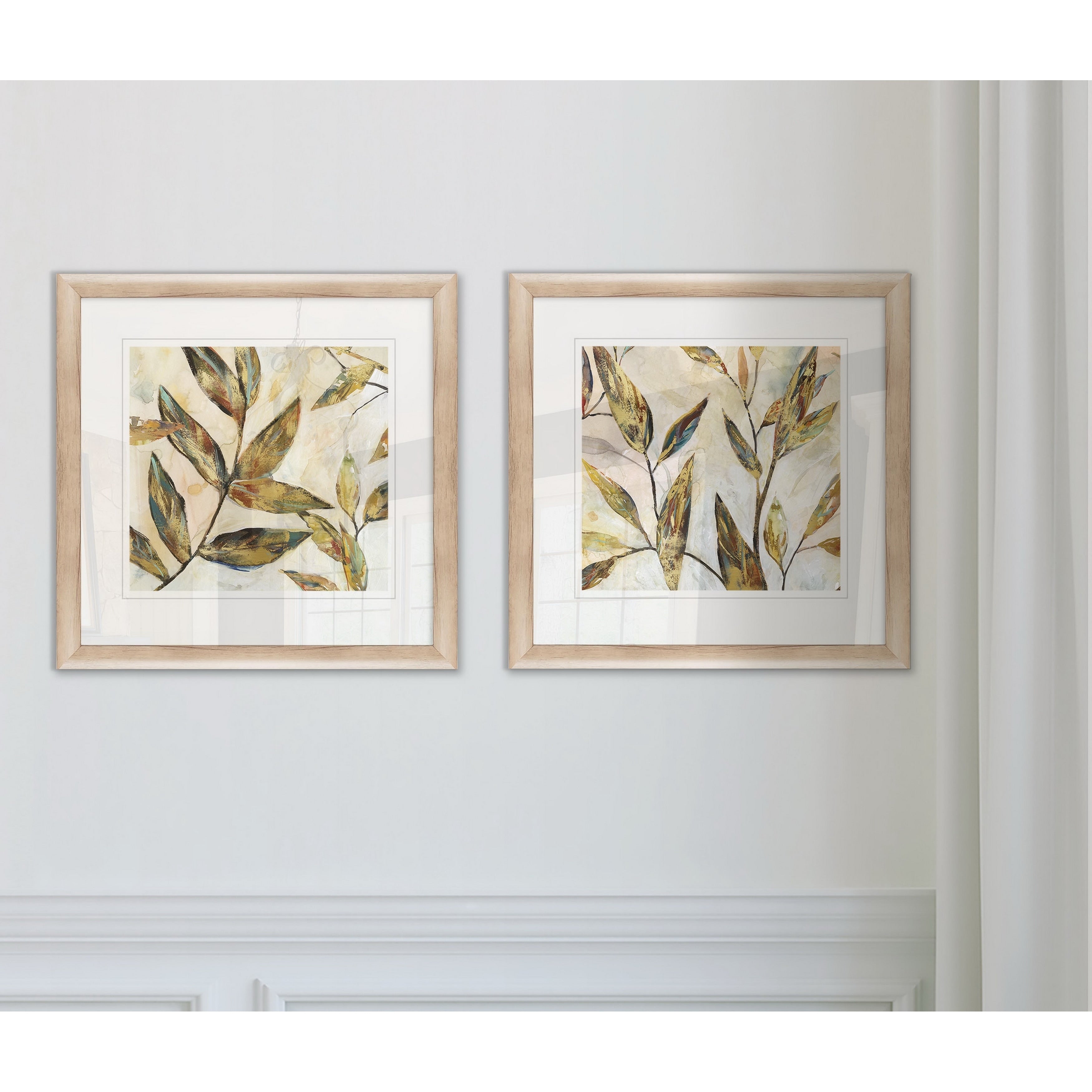 Wexford Home Gilded Leaves I Framed Wall Art Set