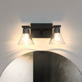 Gilford 14 Inch 2 Light Matte Black Vanity Light With Clear Glass Shades