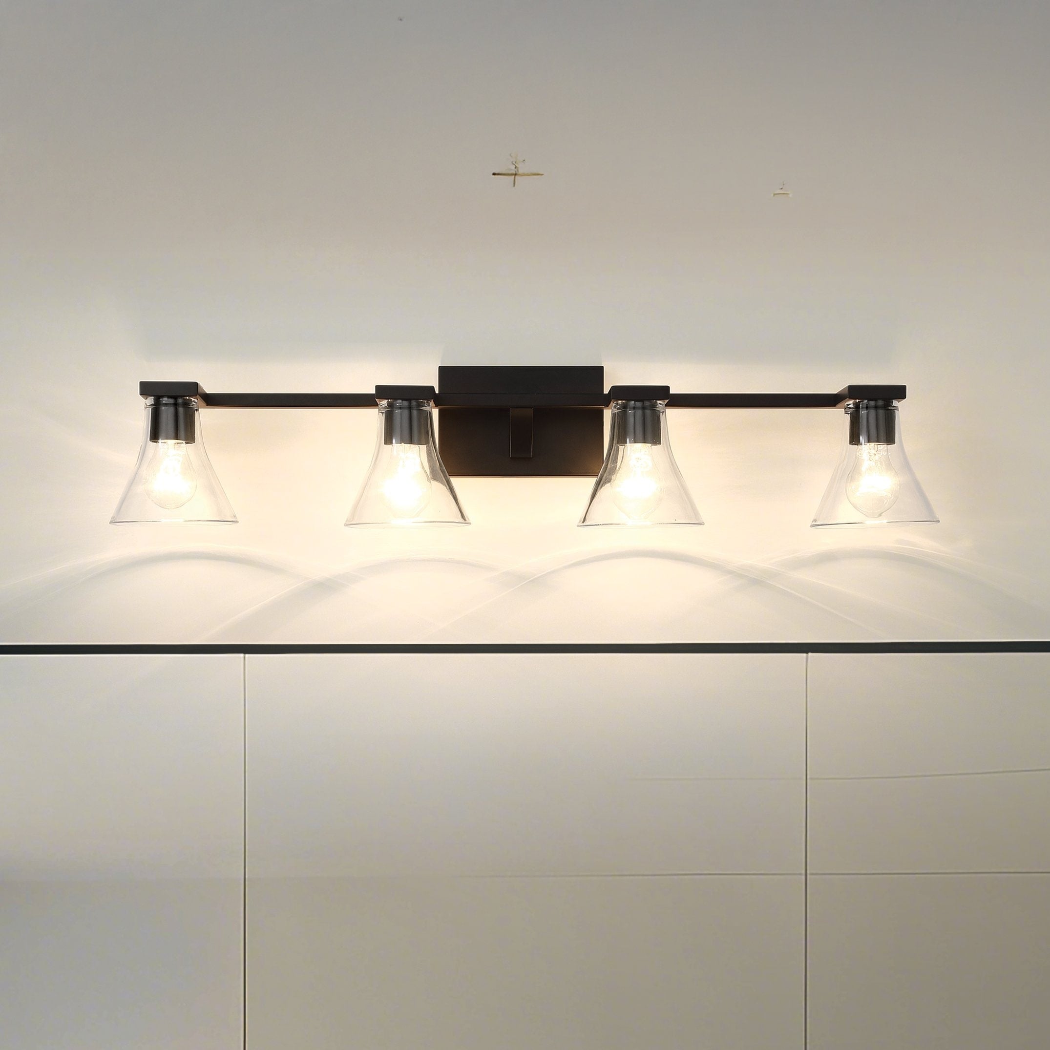 Gilford 33 Inch 4 Light Matte Black Vanity Light With Clear Glass Shades