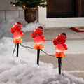 Gingerbread With Santa Hat Outdoor Christmas Pathway Markers 16.75 Set Of 3 Brown