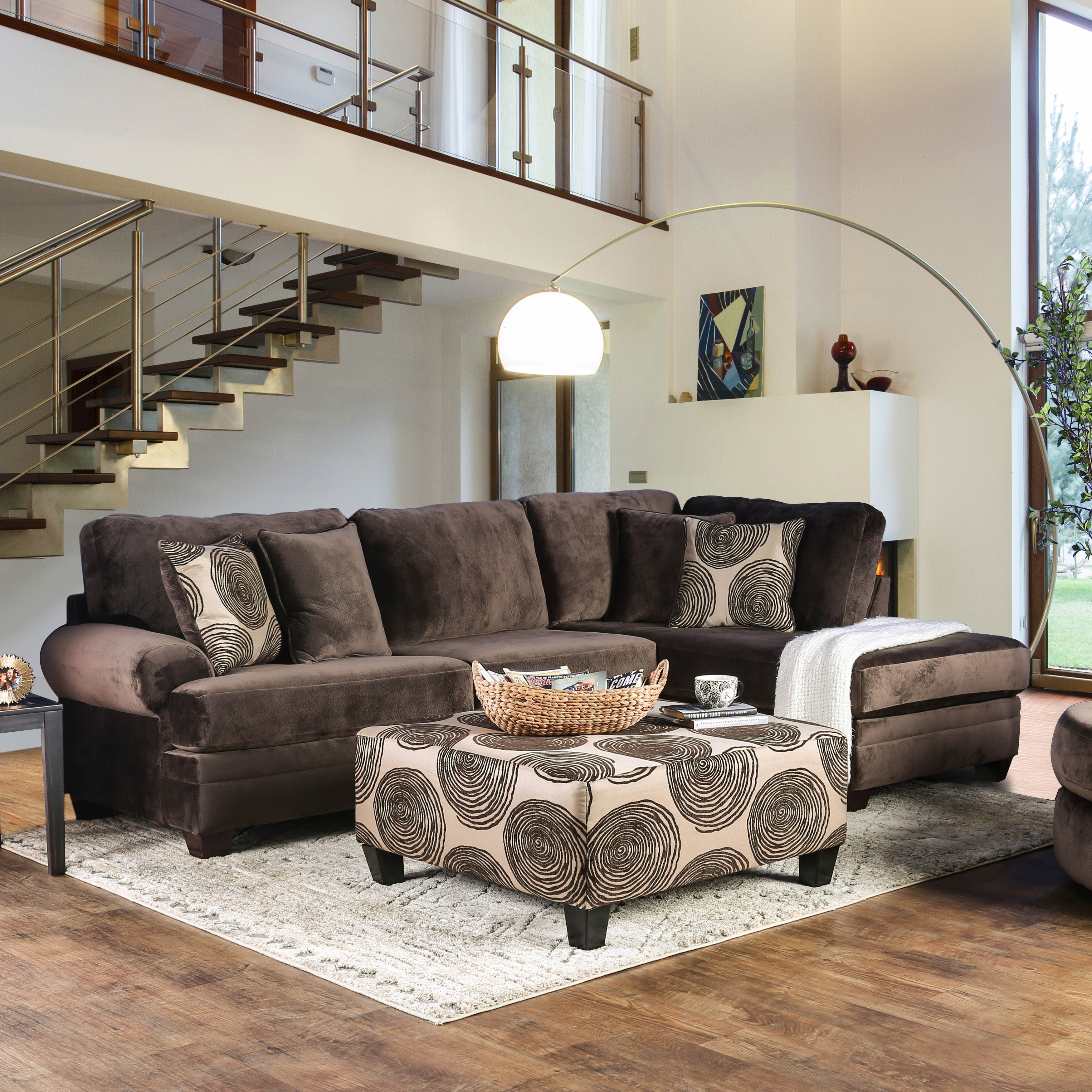 Furniture Of America Cassavetes Contemporary Microfiber Sectional Sofa