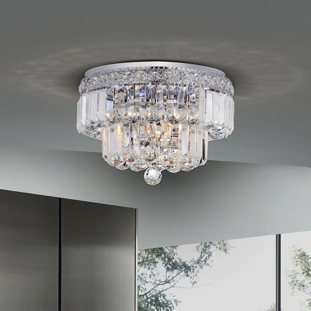 Silver Orchid Taylor Chrome Finish Two Tier Crystals Flush Mount Chandelier