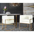 Giselle Cream Velvet Dining Chair With Goldtone Stainless Steel Frame