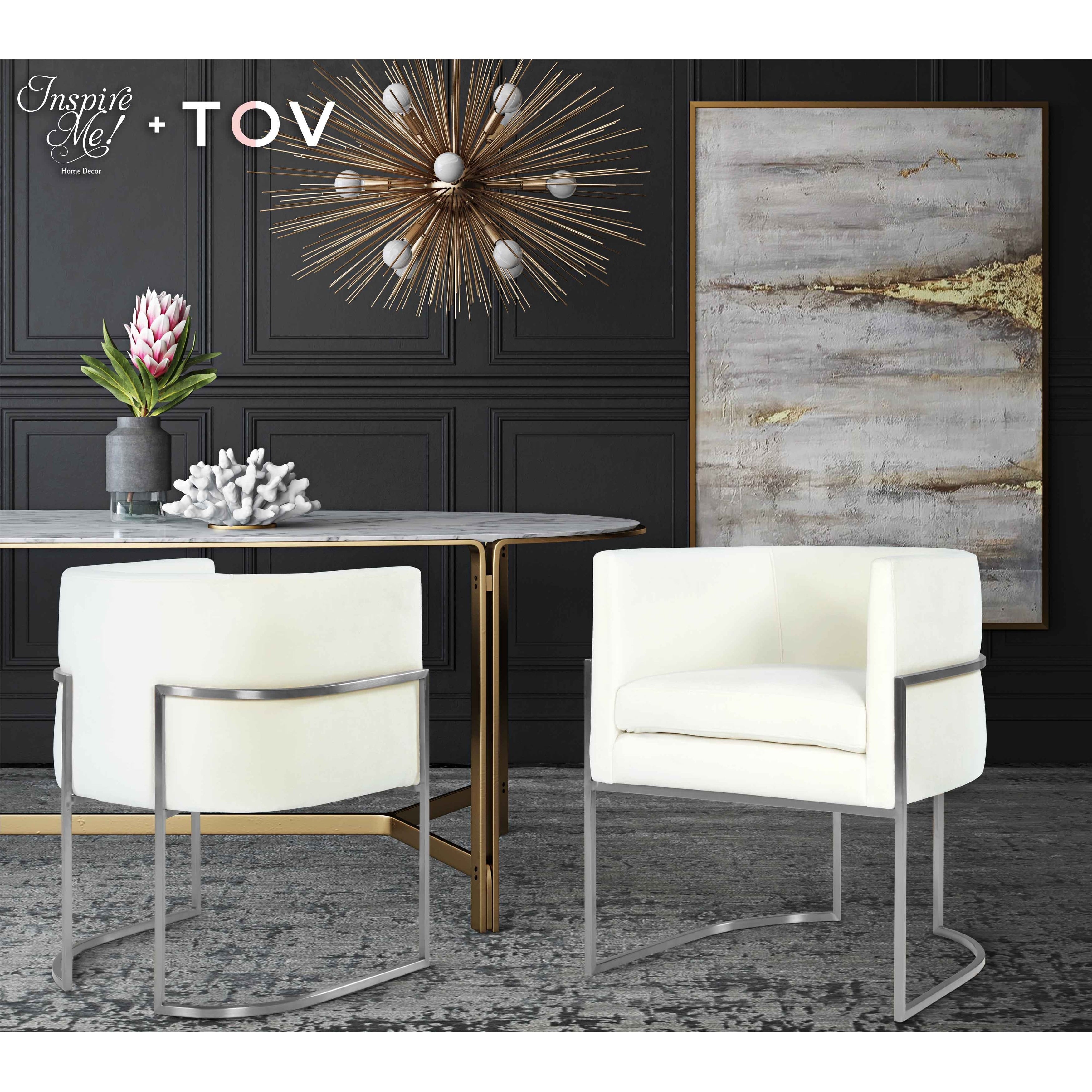 Giselle Cream Velvet Silver Frame Dining Chair