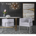 Giselle Grey Velvet Dining Chair With Silvertone Frame
