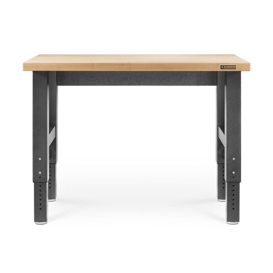 Gladiator Garageworks 4 Adjustable Height Hardwood Workbench With Hammered Granite Finish 48 W X 27.5 40.8 H X 25 D