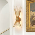 Glam 2 Light Up Down Distressed Gold Starburst Vanity Wall Sconce