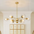 Glam 2 Tier Clear Ribbed Glass Bubble Sputnik Chandelier 35.4In