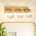 Glam 3 Light Dew Like Ribbed Glass Globe Vanity Light 22.1 In