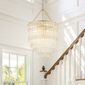 Glam 7 Light Plum Blossom Cylinder Glass Tiered Staircase Chandelier 19.3 In