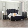 Glam Black Finish Padded Solid Wood 3Pc Bedroom Set