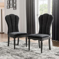 Glam Black Finish Upholstered Side Chairs
