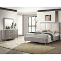 Glam Gray Finish Bed Dresser Mirrror 3Pc Bedroom Set