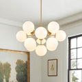 Glam Milky Glass Globe Bubble Sputnik Sphere Chandelier 23.6 In