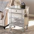 Glam Silver Mirrored Nightstand By Baxton Studio