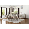 Glam Style 7Pc Dining Table Set 5Mm Glass Table Top Silver Finish