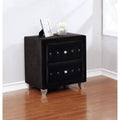 Glam Upholstered Nightstand Black Finish With Button Tufted Frame