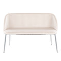 Glam Velvet Upholstered Bench With Chrome Metal Legs And Backrest