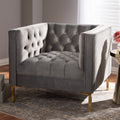 Glam Velvet And Gold Finished Lounge Chair By Baxton Studio