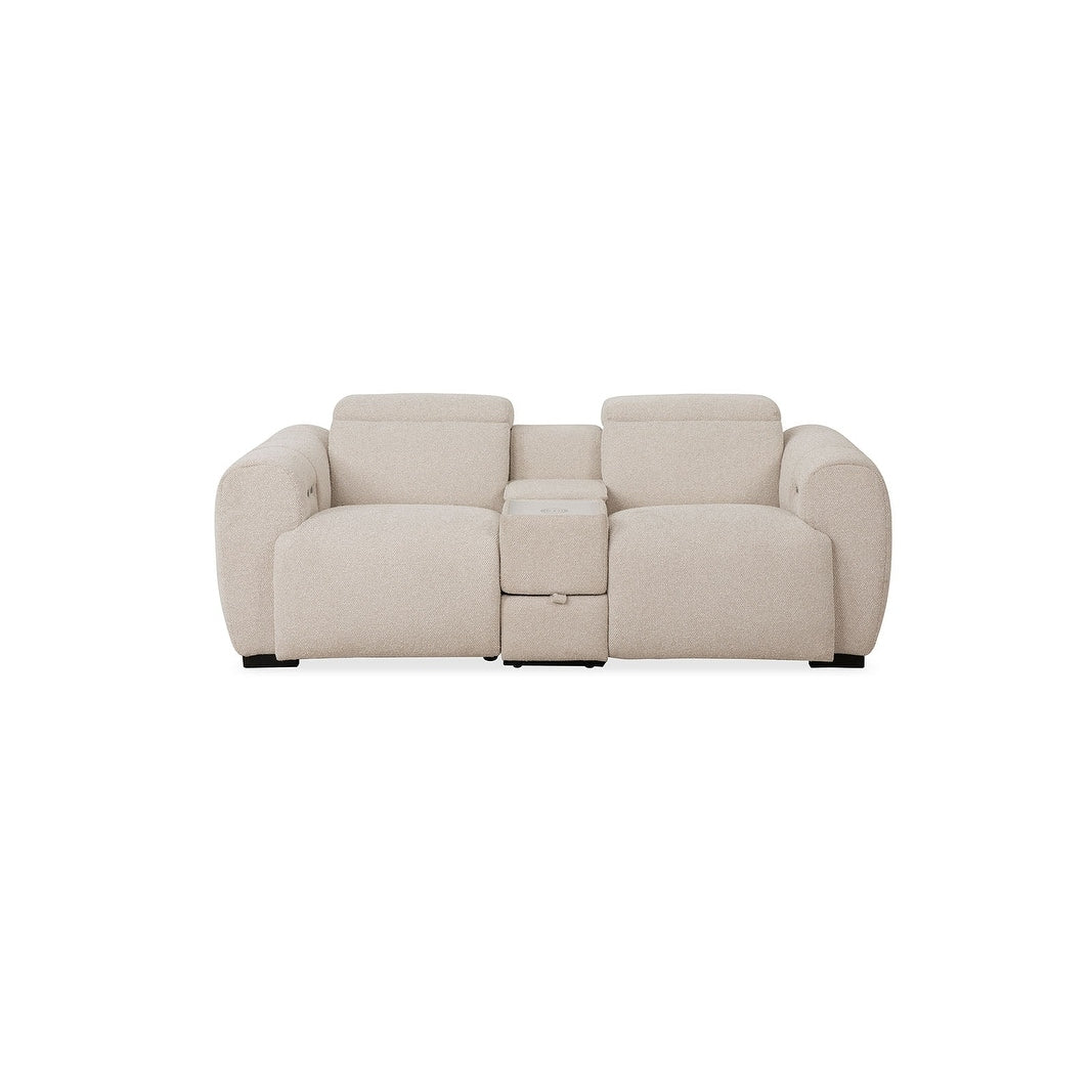 Glam White 1Pc Power Recliner Loveseat Center Console Wireless Charger