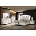 Glam White Upholstered Led Bed Dresser Mirror Nightstand Chest Bedroom Set