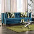 Glamorous Dark Teal Finish 1Pc Sofa Tufted Tapered Legs Nailheads Trim