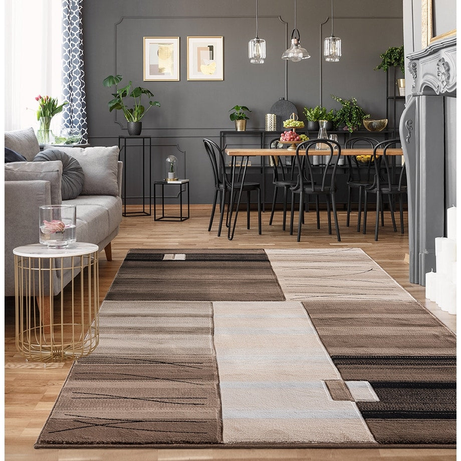 Glamour Brown Beige Polypropylene Area Rug